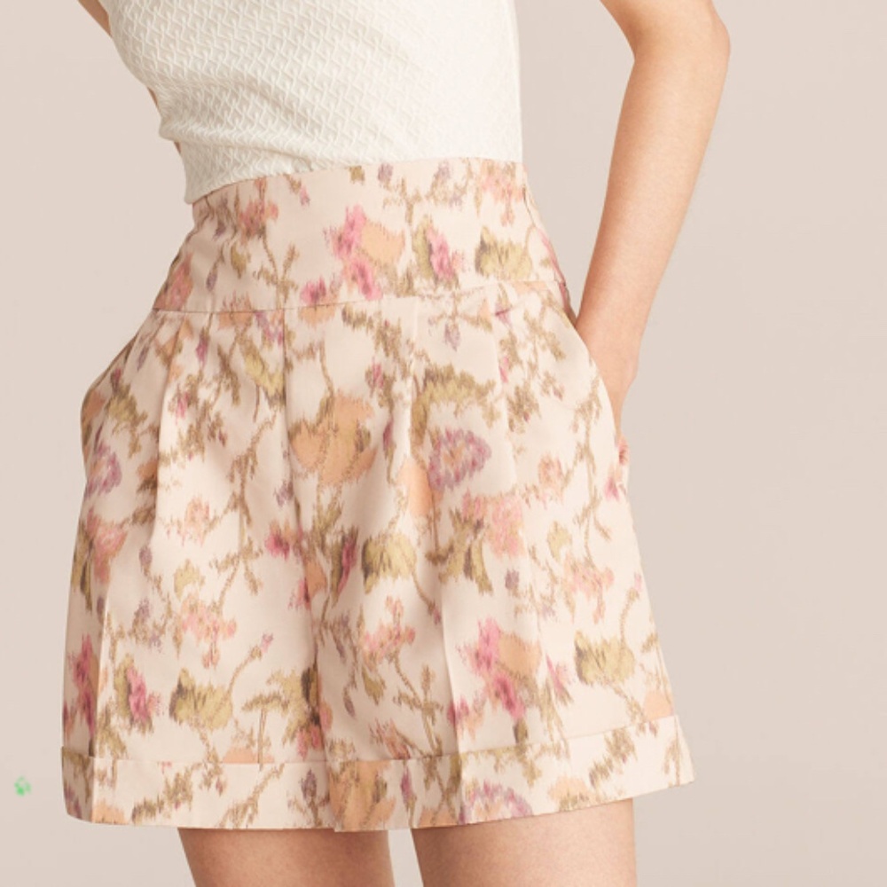 Rebecca Taylor Cream High Waist Shorts with Flowy Silhouette